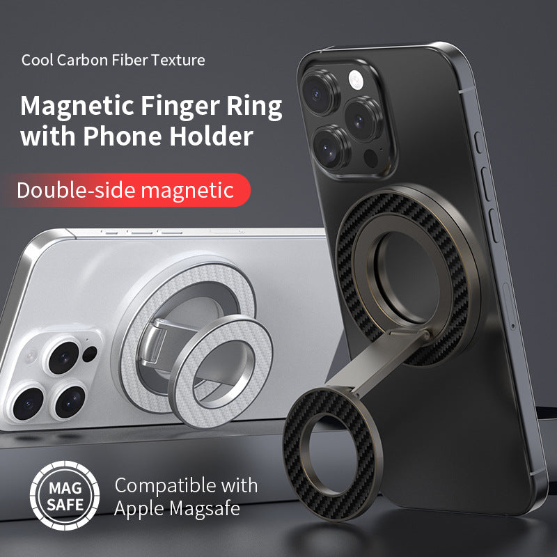 360 Degrees Rotating Car Folding Double-sided Magnetic Fastened Ring Mobile Phone Holder